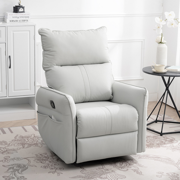 360° Swivel Rocker Recliner Chair with Side Pocket_0