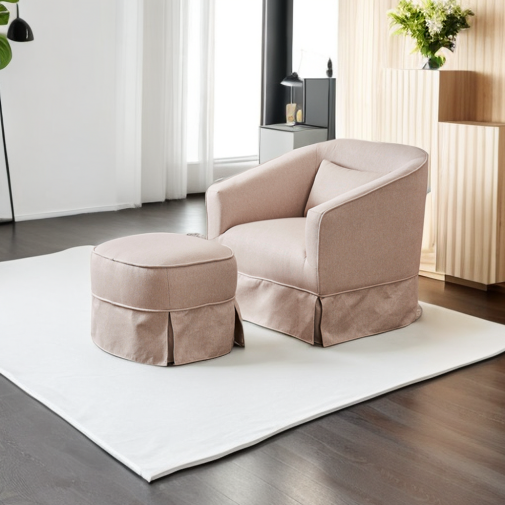 Comfy Swivel Barrel Chair with Ottoman_1