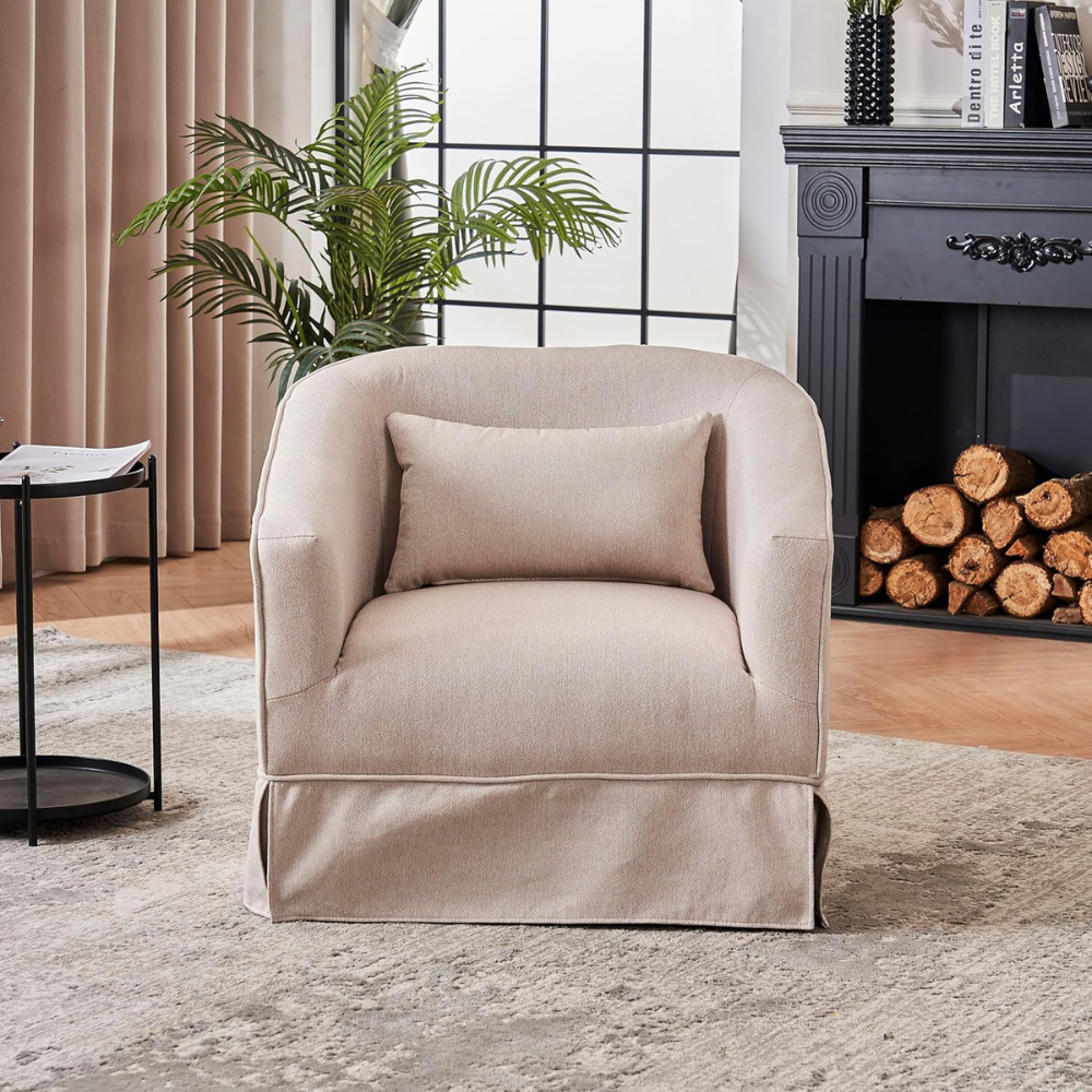 Comfy Swivel Barrel Chair with Ottoman_4