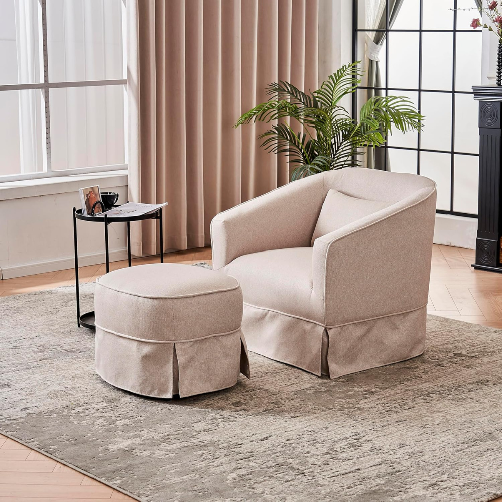 Comfy Swivel Barrel Chair with Ottoman_2