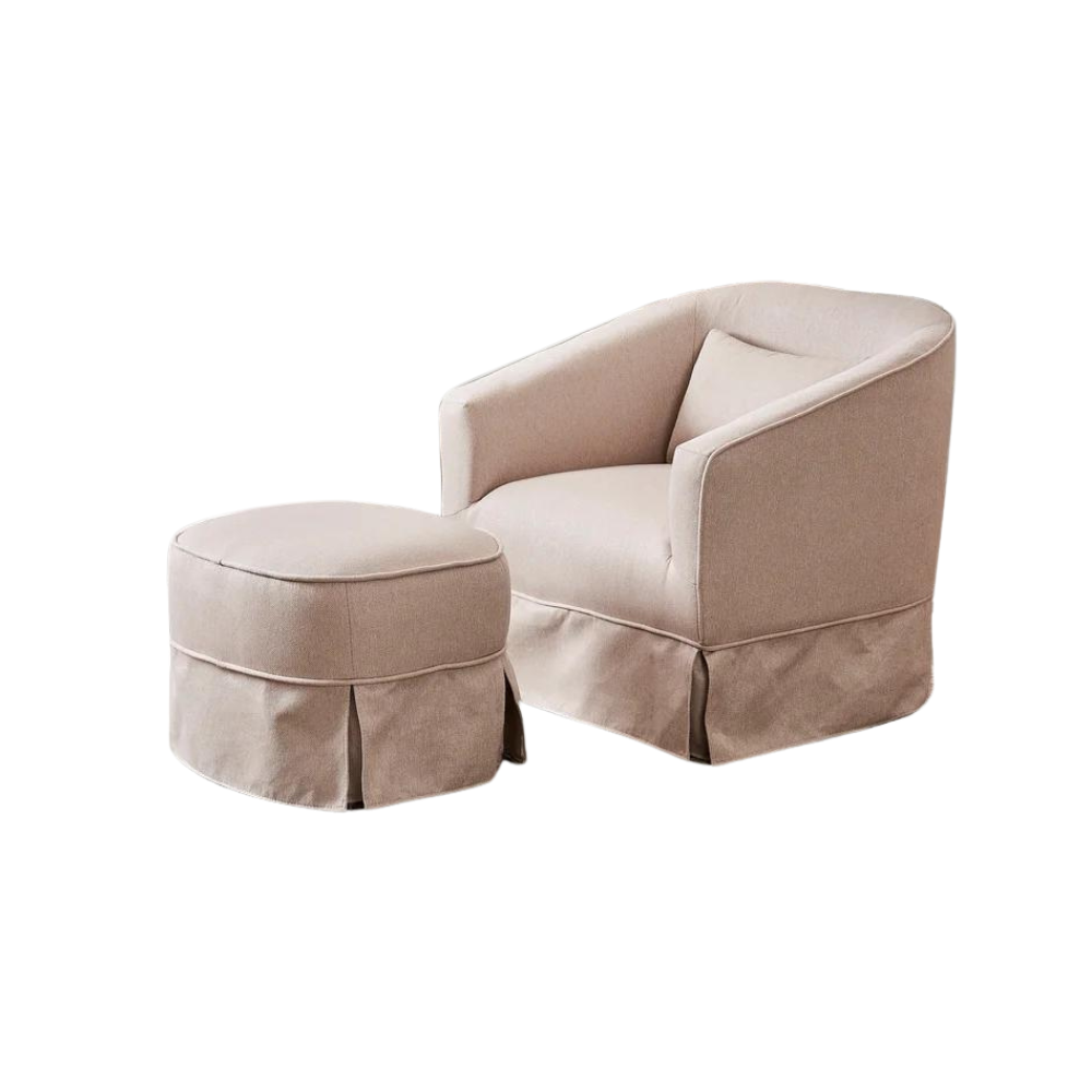 Comfy Swivel Barrel Chair with Ottoman_5