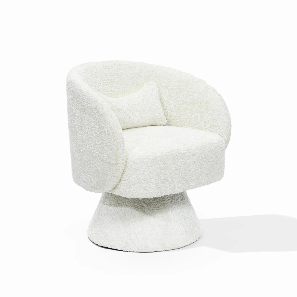 Stylish White Swivel Accent Chair_5