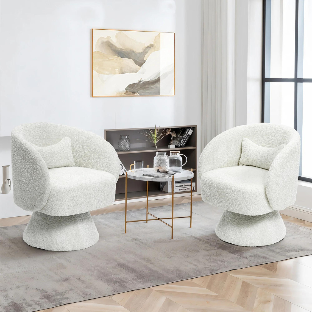 Stylish White Swivel Accent Chair_3