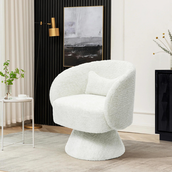 Stylish White Swivel Accent Chair_0