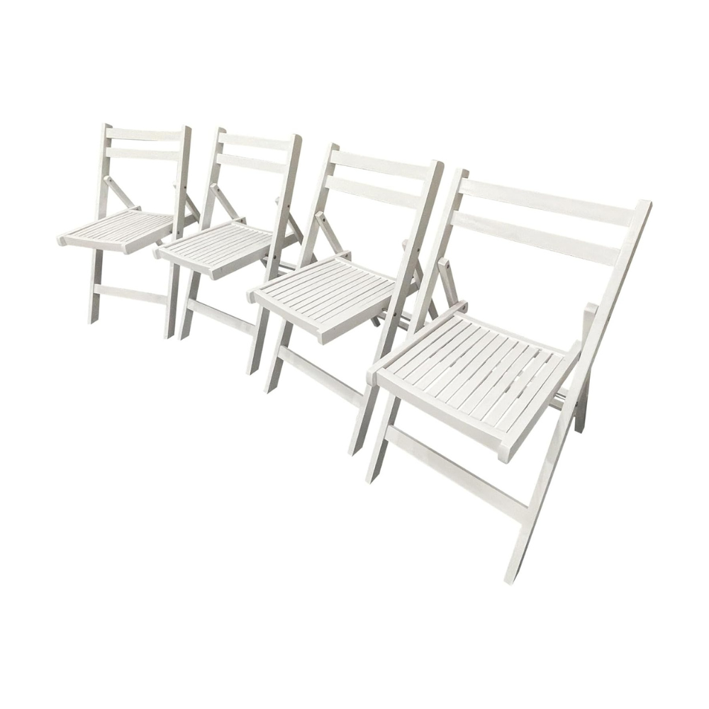 Set of 4 White Slatted Wood Folding Chairs_4