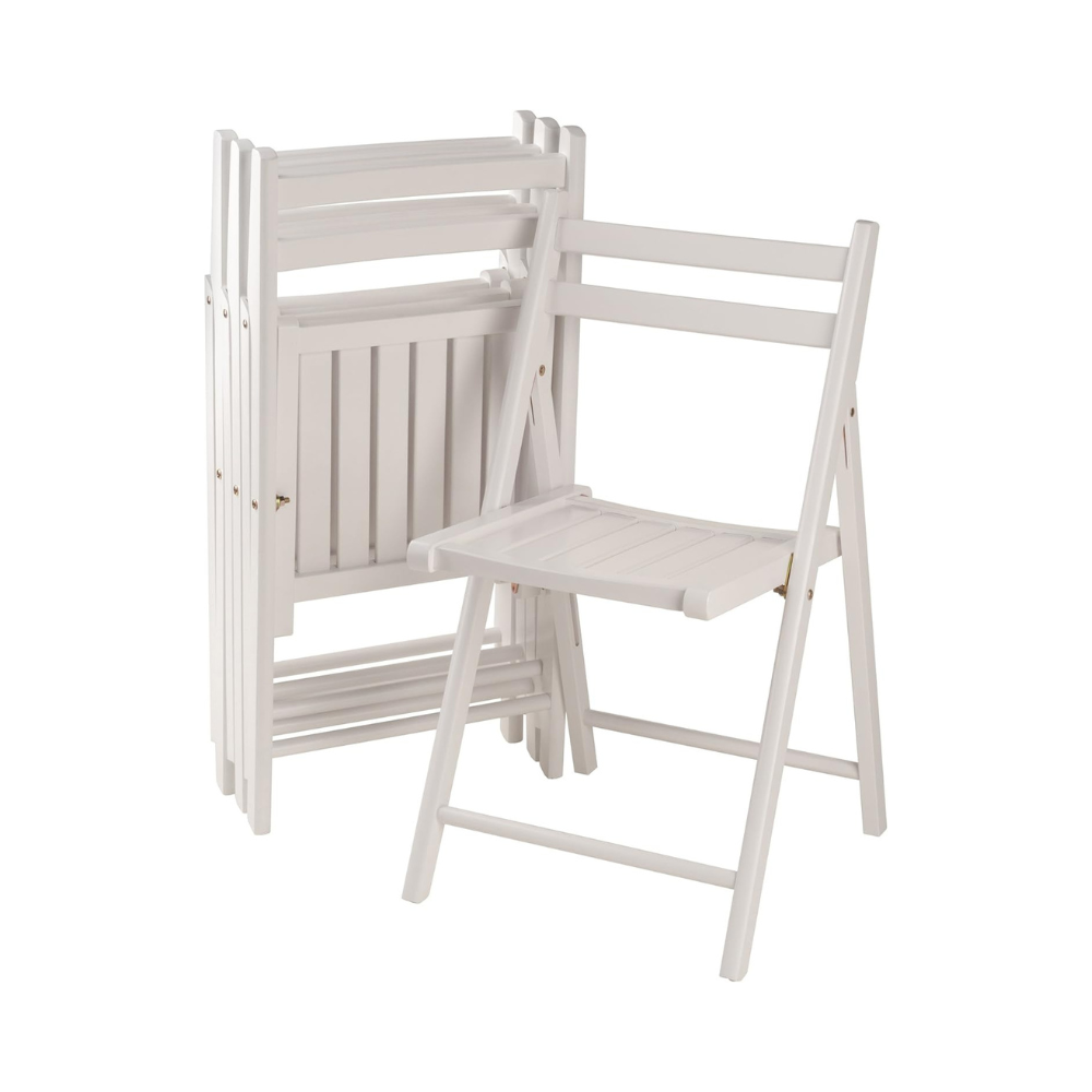 Set of 4 White Slatted Wood Folding Chairs_3