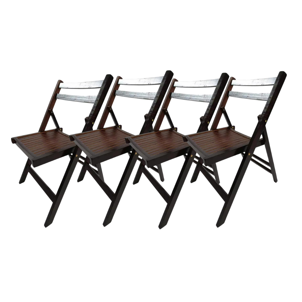 Set of 4 Cherry Wood Folding Chairs_5