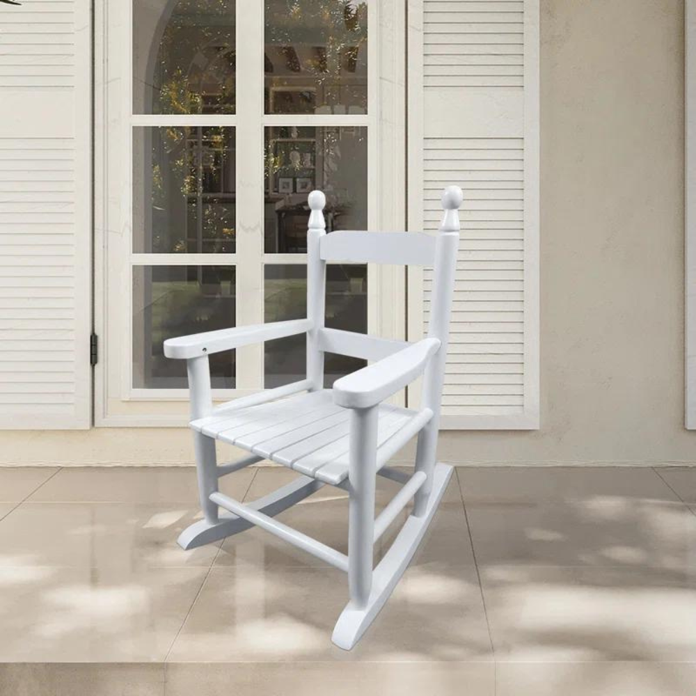 Indoor Outdoor Kids' White Rocking Chair_2