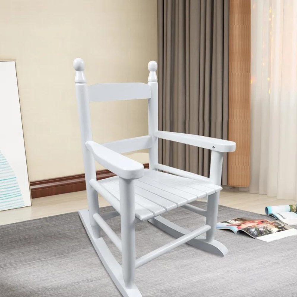 Indoor Outdoor Kids' White Rocking Chair_3