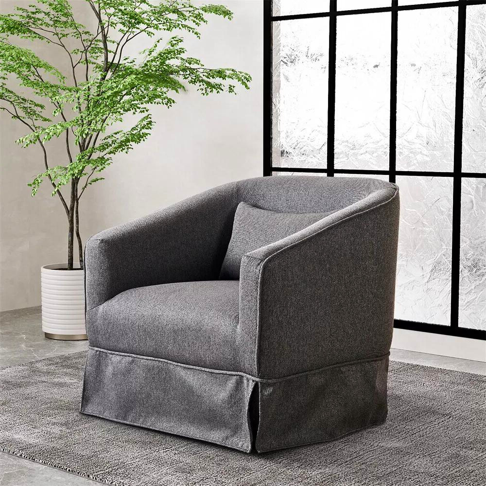 Comfy Round Swivel Barrel Chair with Ottoman_1