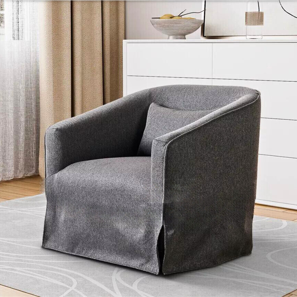 Comfy Round Swivel Barrel Chair with Ottoman_3