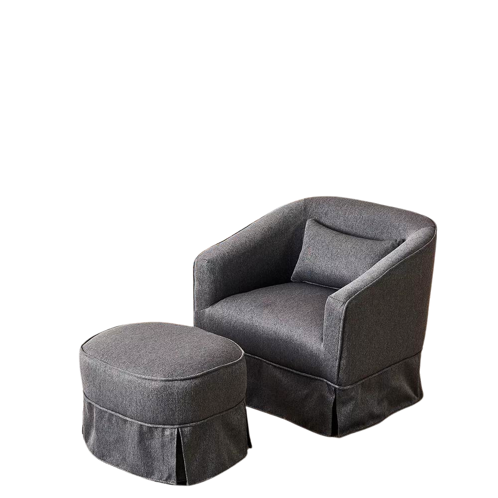 Comfy Round Swivel Barrel Chair with Ottoman_5