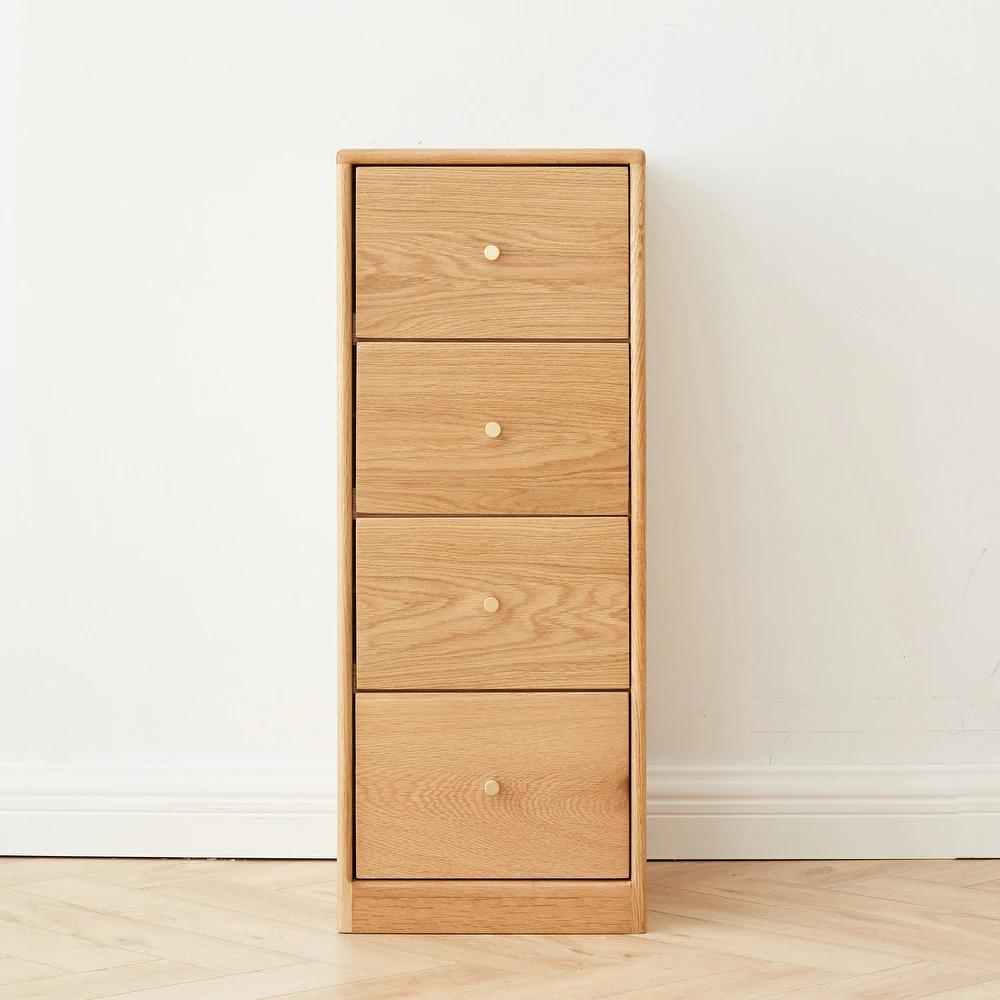 Four-Drawer Solid Oak Bedside Table_1