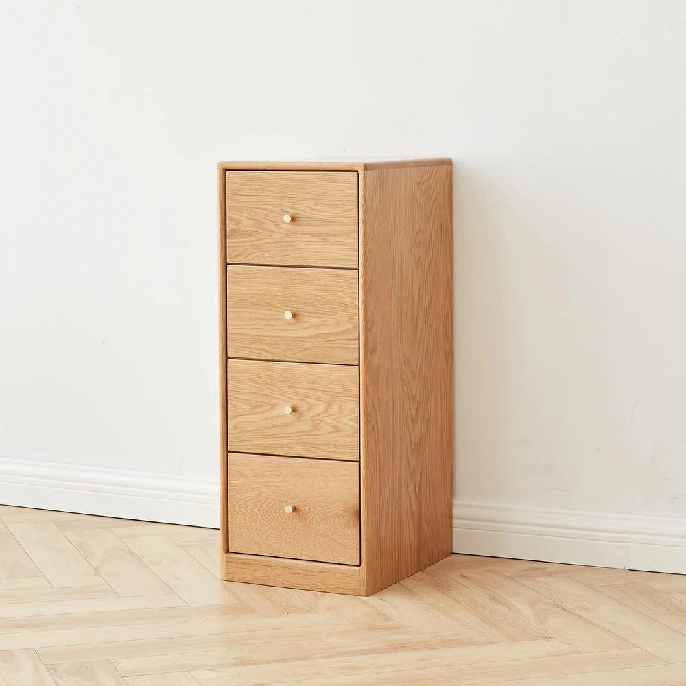 Four-Drawer Solid Oak Bedside Table_0