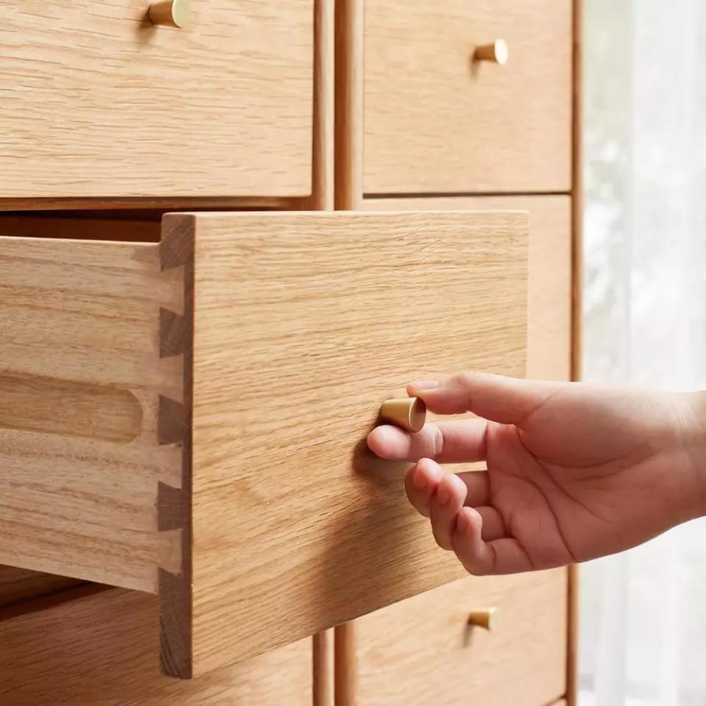 Four-Drawer Solid Oak Bedside Table_3