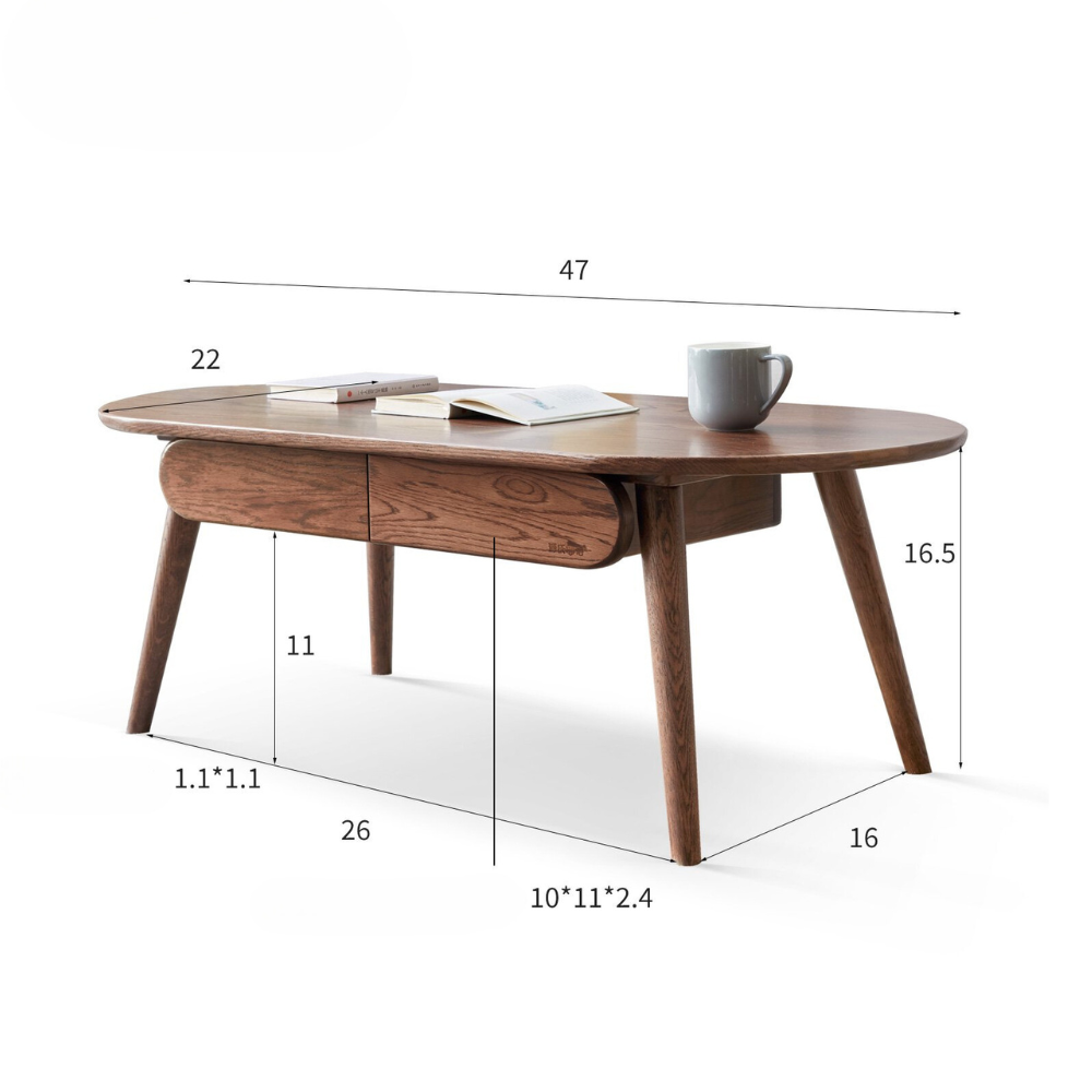 Solid Wood Capsule Centre Table with Drawers_7