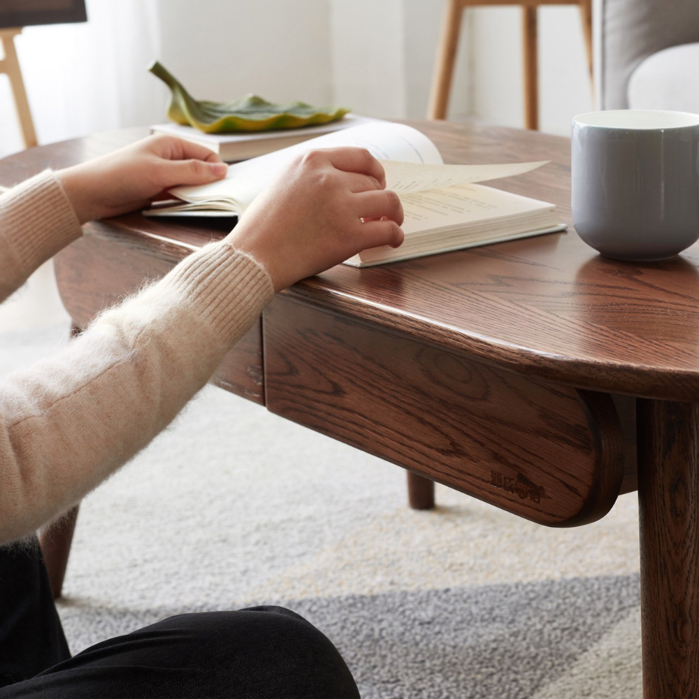 Solid Wood Capsule Centre Table with Drawers_4