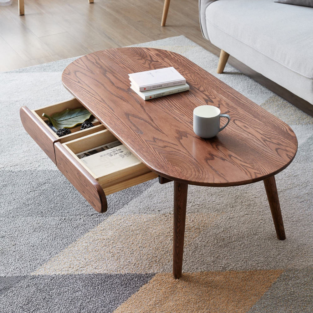 Solid Wood Capsule Centre Table with Drawers_1