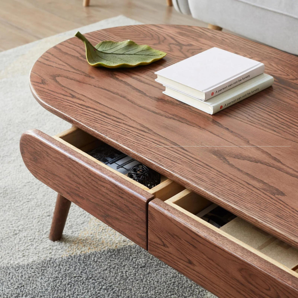 Solid Wood Capsule Centre Table with Drawers_5