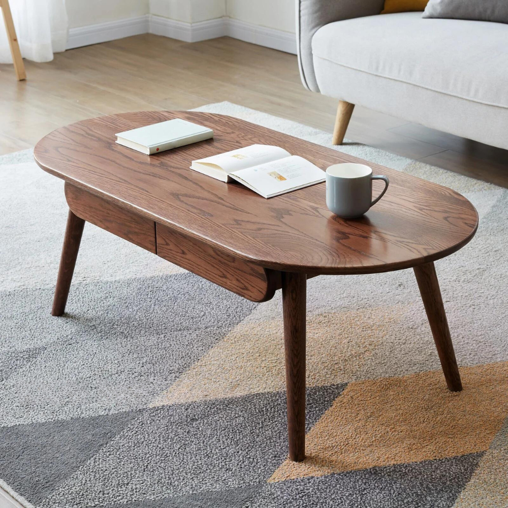 Solid Wood Capsule Centre Table with Drawers_0