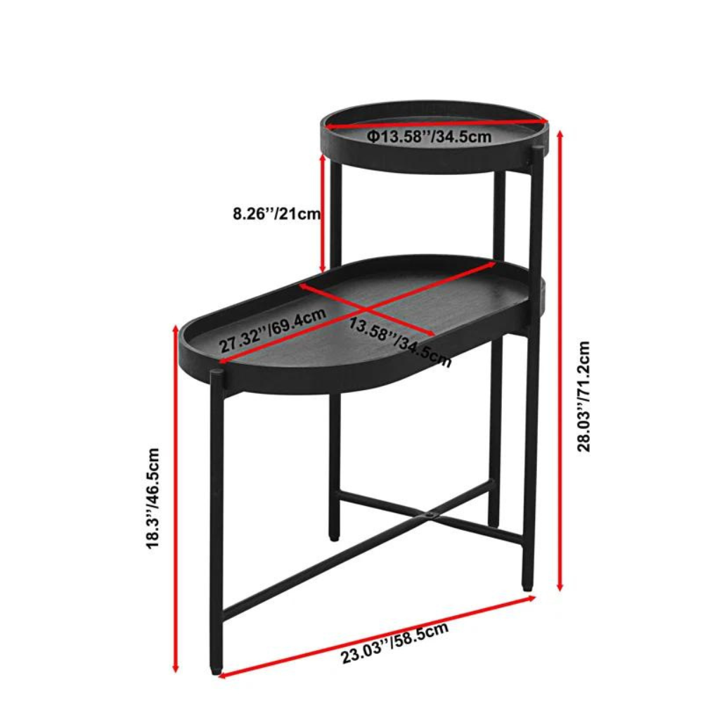 2-Tier Black Side Table with Storage_6