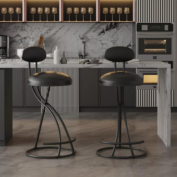 Set of 2 Stylish and Comfortable Black Counter Height Barstools_0