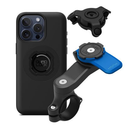 Quad Lock Motorcycle Handlebar Mount Kit with Vibration Dampener and MAG Phone Case for iPhone 17 Pro Max
