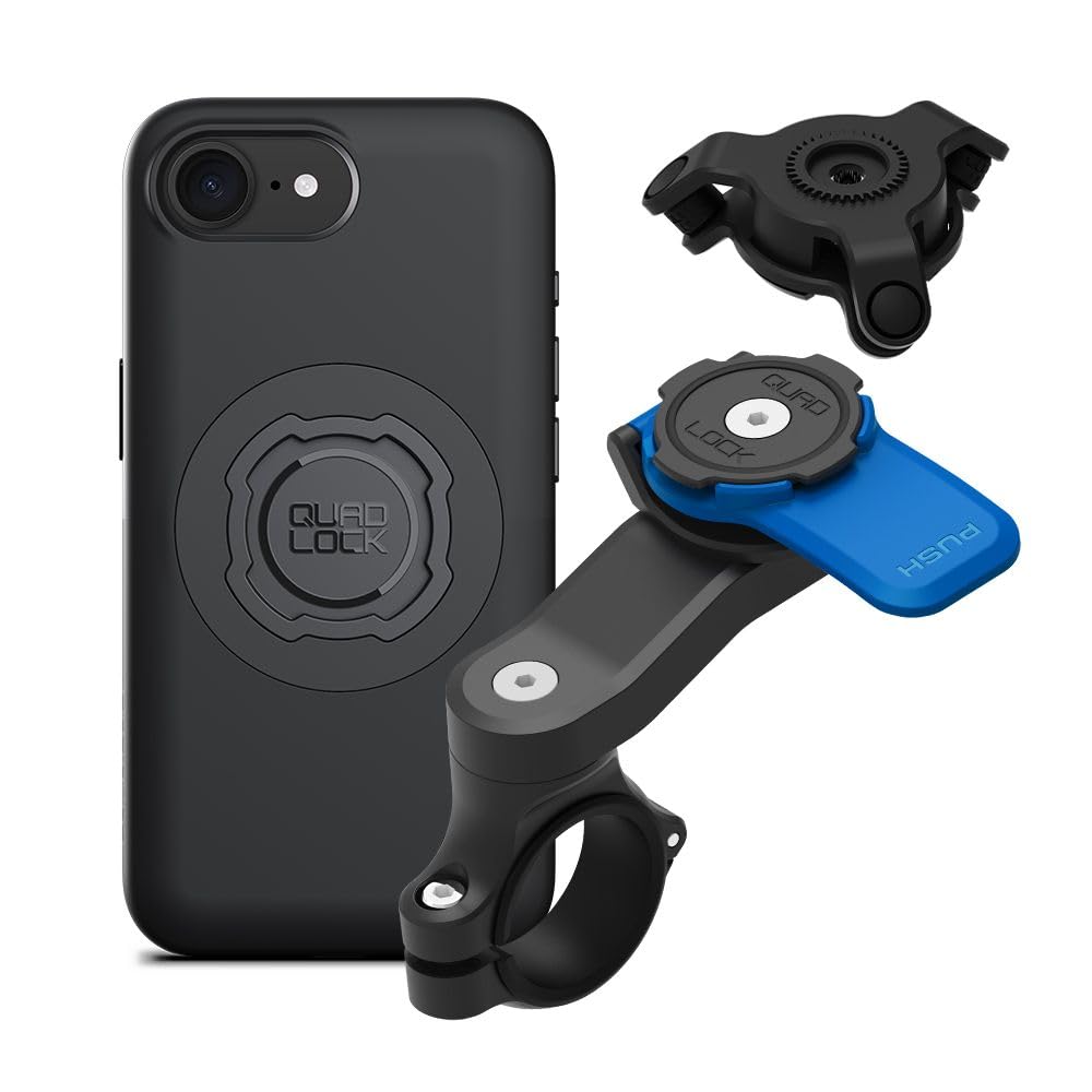 Quad Lock Motorcycle Handlebar Mount Kit with Vibration Dampener and MAG Phone Case for iPhone 17 Pro Max