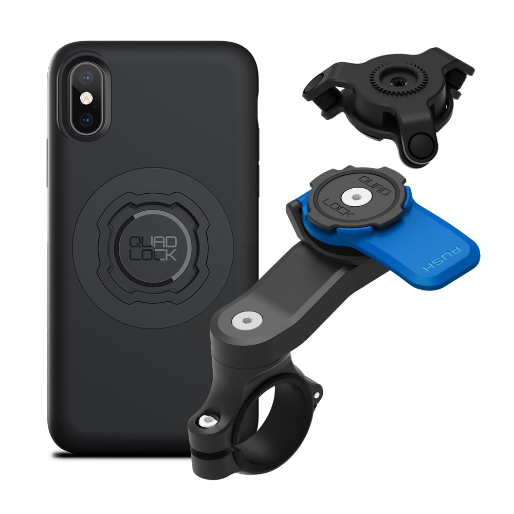 Quad Lock Motorcycle Handlebar Mount Kit with Vibration Dampener and MAG Phone Case for iPhone 17 Pro Max