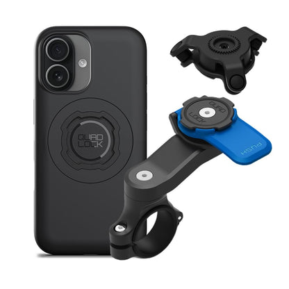Quad Lock Motorcycle Handlebar Mount Kit with Vibration Dampener and MAG Phone Case for iPhone 17 Pro Max