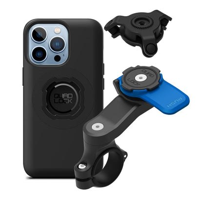 Quad Lock Motorcycle Handlebar Mount Kit with Vibration Dampener and MAG Phone Case for iPhone 17 Pro Max