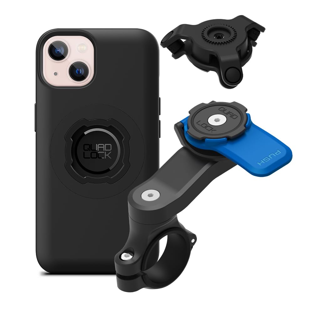 Quad Lock Motorcycle Handlebar Mount Kit with Vibration Dampener and MAG Phone Case for iPhone 17 Pro Max