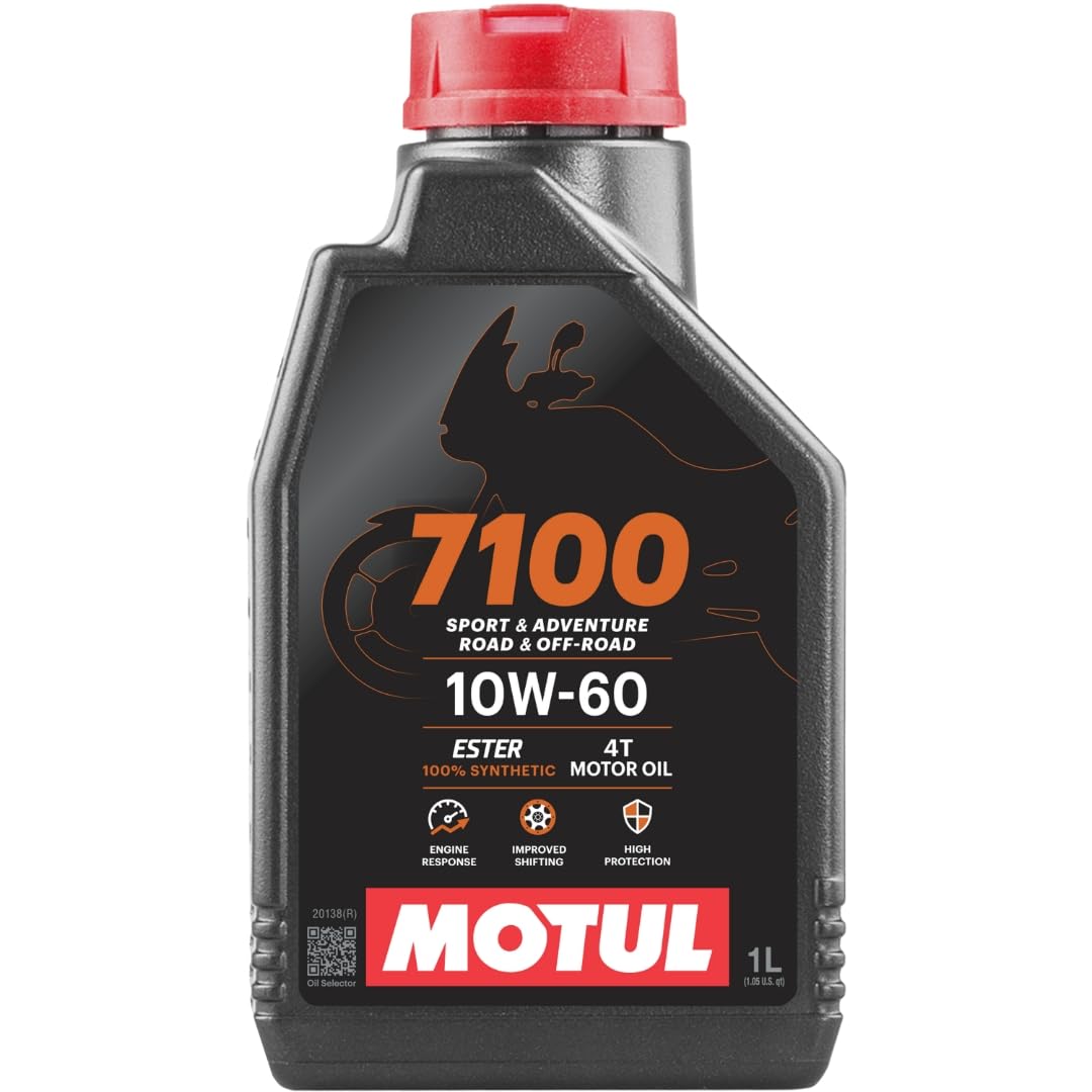 Motul 7100 4T 10W-40 Full Synthetic Motorcycle Oil - Ester Technology - API SP JASO MA2 Wet Clutch Safe - Engine and Gearbox Protection for Street Sport Adventure 4L