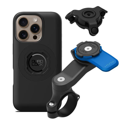 Quad Lock Motorcycle Handlebar Mount Kit with Vibration Dampener and MAG Phone Case for iPhone 17 Pro Max