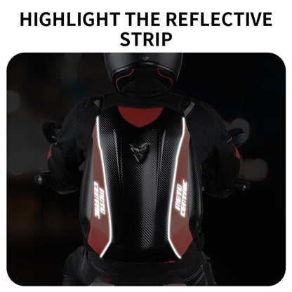 Motorcycle Backpack Waterproof Large Capacity Carbon Fiber Rider Backpack Hard Shell Reflective Motorbike Travel Suitcase Light Version (Black)