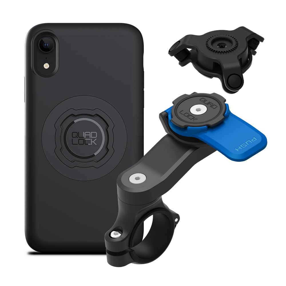 Quad Lock Motorcycle Handlebar Mount Kit with Vibration Dampener and MAG Phone Case for iPhone 17 Pro Max