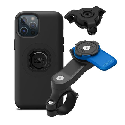 Quad Lock Motorcycle Handlebar Mount Kit with Vibration Dampener and MAG Phone Case for iPhone 17 Pro Max