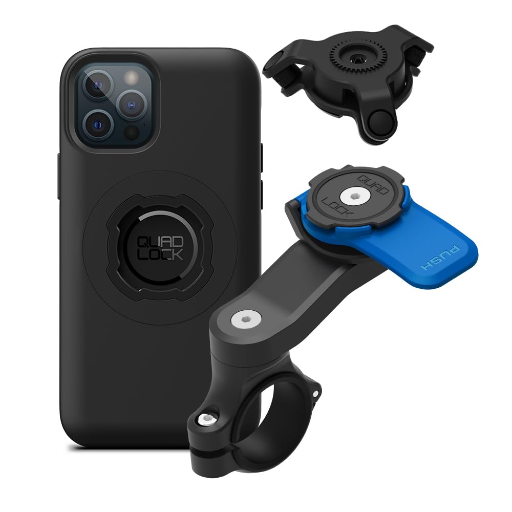 Quad Lock Motorcycle Handlebar Mount Kit with Vibration Dampener and MAG Phone Case for iPhone 17 Pro Max