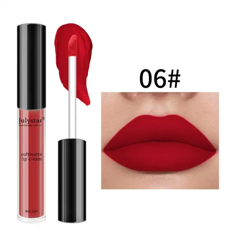Julystar Brand 34 Colors Liquid Lipstick Waterproof Matte Lipstick Pigment Red Long Lasting Lip Gloss Women Makeup Lipgloss