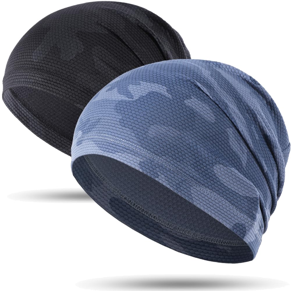 WTACTFUL 1Pack / 2 Pack Cooling Skull Caps for Men & Women - Breathable 3D Mesh Running Caps for Cycling, Gym & Summer