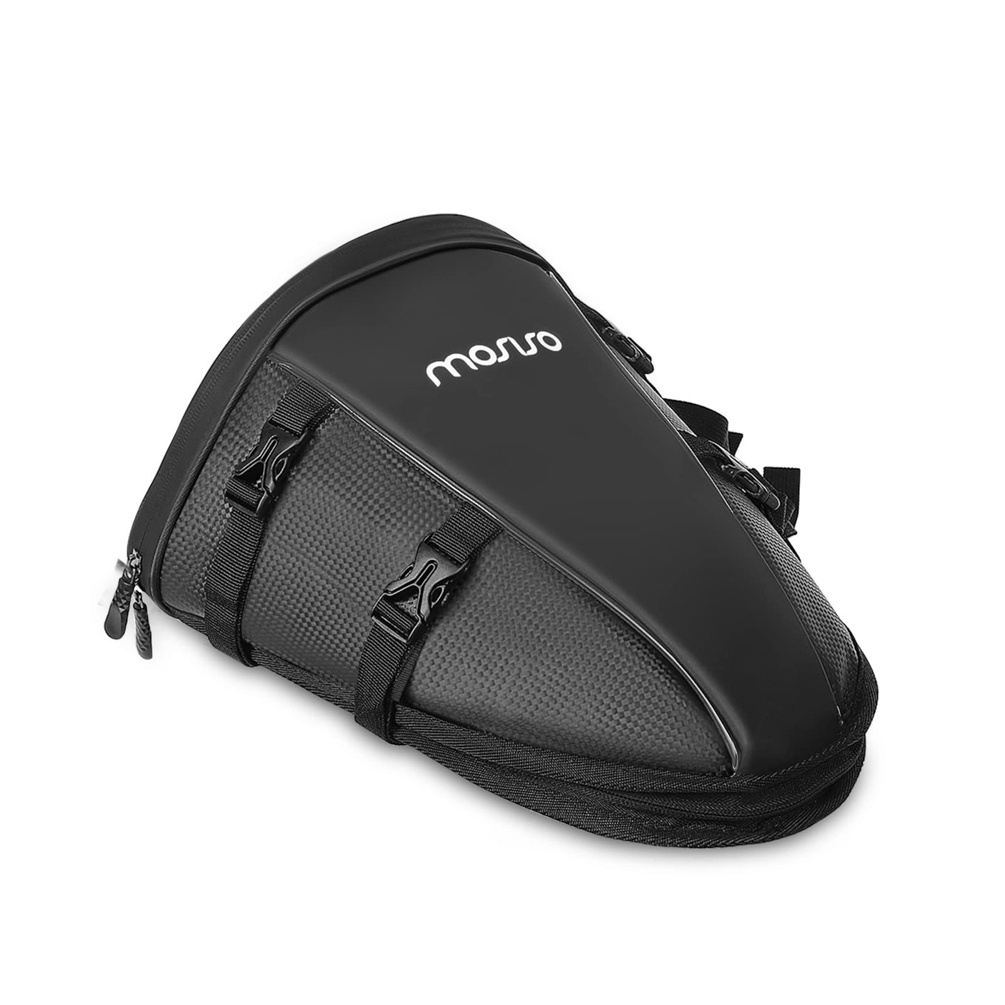 MOSISO Motorcycle Tail Bag Multifunctional Waterproof Polyester Storage Saddle Bag, 10L Outdoor Sports Motorbike Rear Seat Light Tank Handbag Tool Carry Pouch with Shoulder Strap, Black