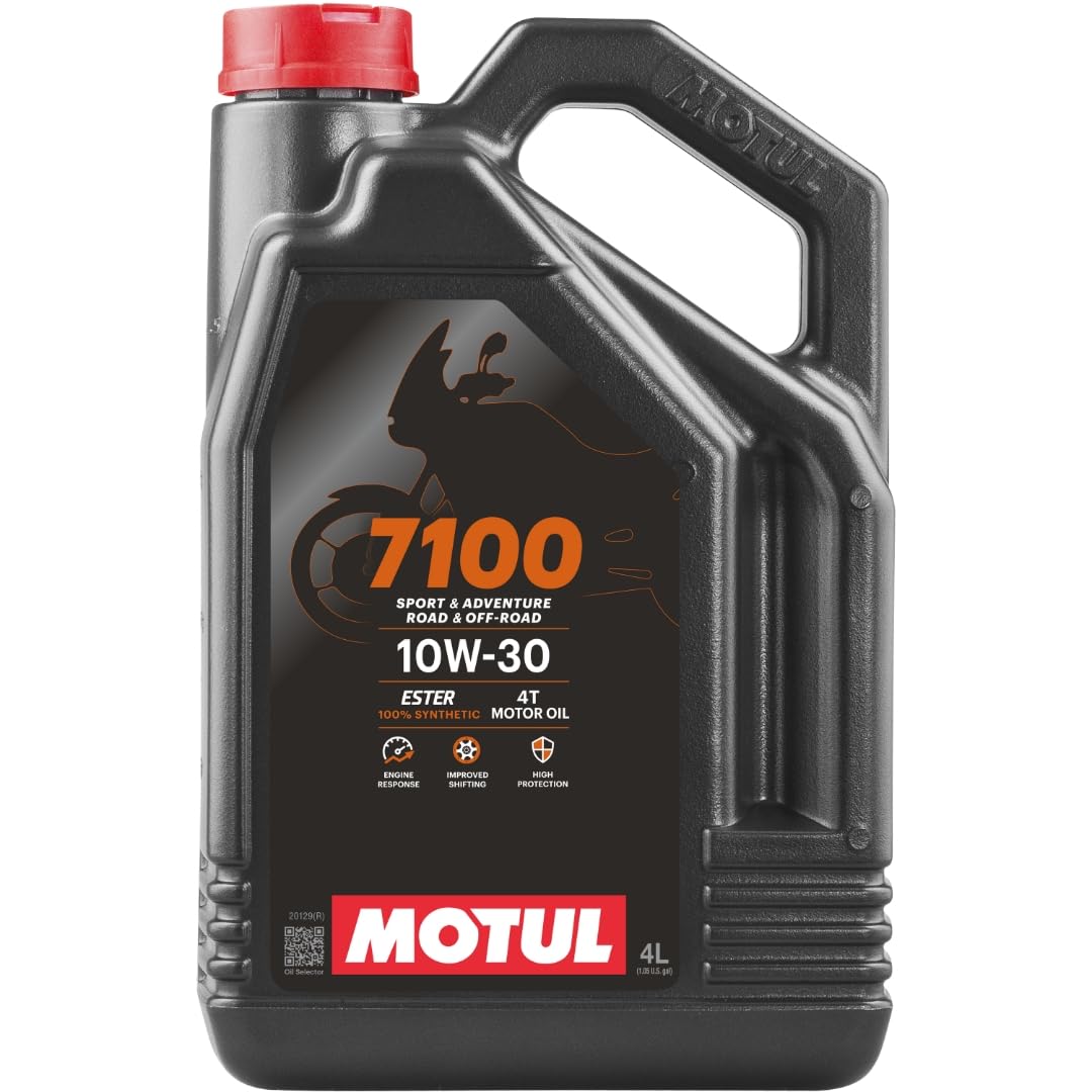 Motul 7100 4T 10W-40 Full Synthetic Motorcycle Oil - Ester Technology - API SP JASO MA2 Wet Clutch Safe - Engine and Gearbox Protection for Street Sport Adventure 4L