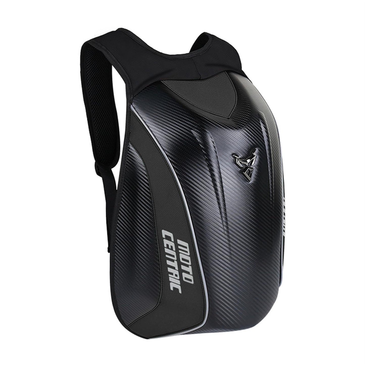 Motorcycle Backpack Waterproof Large Capacity Carbon Fiber Rider Backpack Hard Shell Reflective Motorbike Travel Suitcase Light Version (Black)