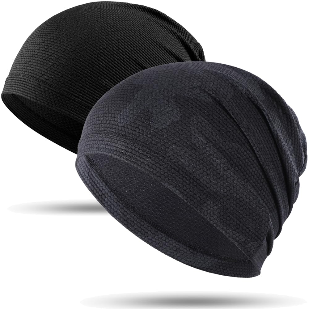 WTACTFUL 1Pack / 2 Pack Cooling Skull Caps for Men & Women - Breathable 3D Mesh Running Caps for Cycling, Gym & Summer