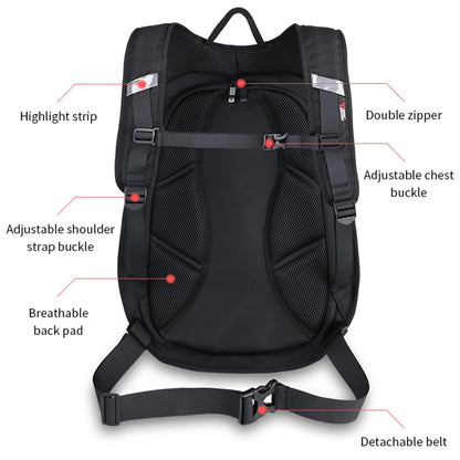 Motorcycle Backpack Waterproof Large Capacity Carbon Fiber Rider Backpack Hard Shell Reflective Motorbike Travel Suitcase Light Version (Black)