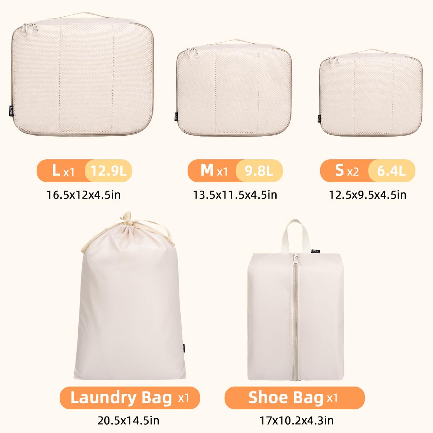 BAGAIL 8 Set Packing Cubes Luggage Packing Organizers for Travel Accessories-Jet Black