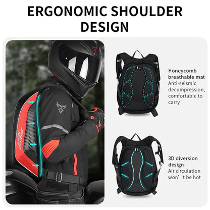 Motorcycle Backpack Waterproof Large Capacity Carbon Fiber Rider Backpack Hard Shell Reflective Motorbike Travel Suitcase Light Version (Black)