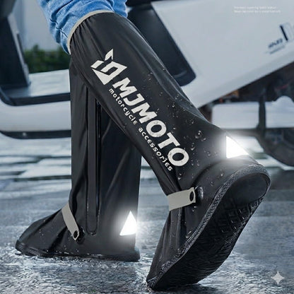 Waterproof Motorcycle Boot Covers, Heavy Duty Rain Overshoes with Non-Slip Rubber Sole (Large)