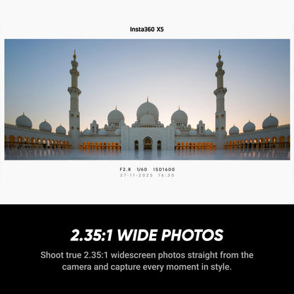 Insta360 X5 - Waterproof 8K 360° Action Camera, Leading Low Light, Invisible Selfie Stick Effect, Rugged and Replaceable Lens, 3-Hour Battery, Built-in Wind Guard, Stabilization, Triple AI Chip Design