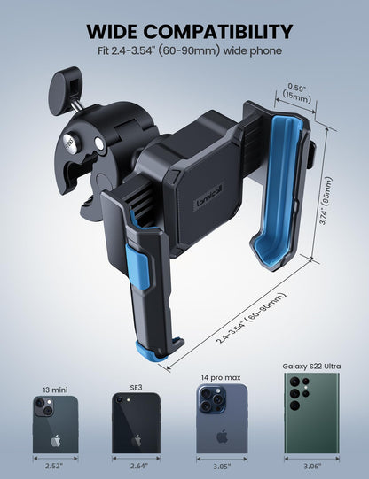 Lamicall Motorcycle Phone Mount Holder - [Camera Friendly] [1s Lock] Bike Phone Holder Handlebar Clamp, Bicycle Scooter Phone Clip, Gifts for iPhone 17, 16, 15 Pro Max, Galaxy S25 Ultra, 4.7-7" Phones